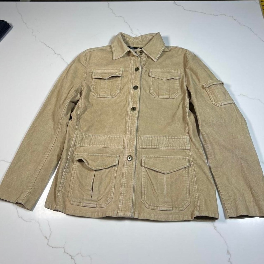Mossimo Corduroy Field Jacket Womens Tan Good Utility Safari Cargo Pockets